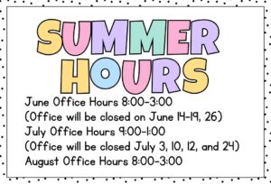 Summer hours for 2026